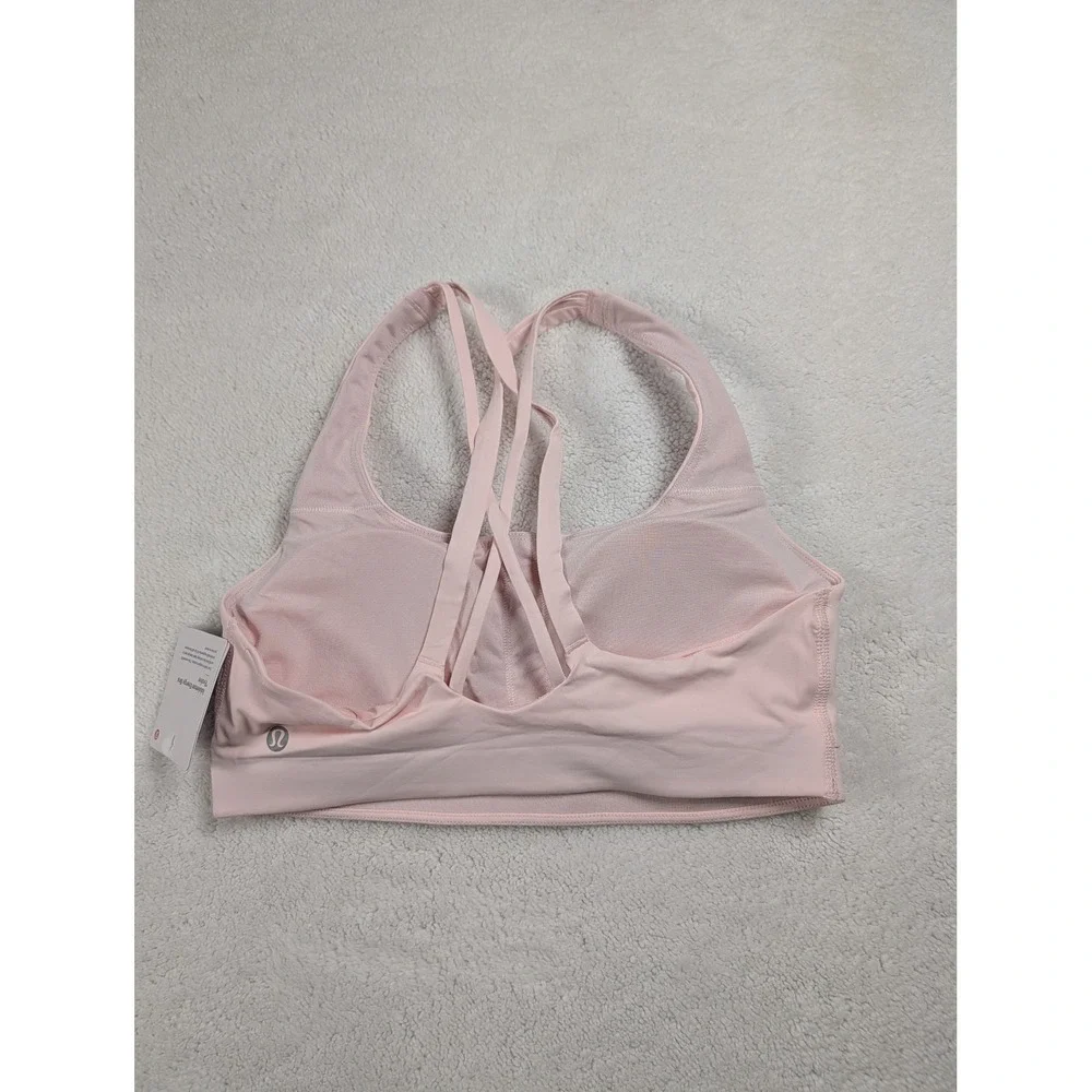 Lululemon Energy Bra Evolve Pink Peony Strappy Sports Bra LW2EHVS Size S NEW